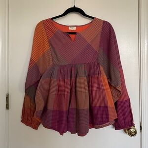 Cost Plus World Market Multicolor Checkered/Plaid Blouse
